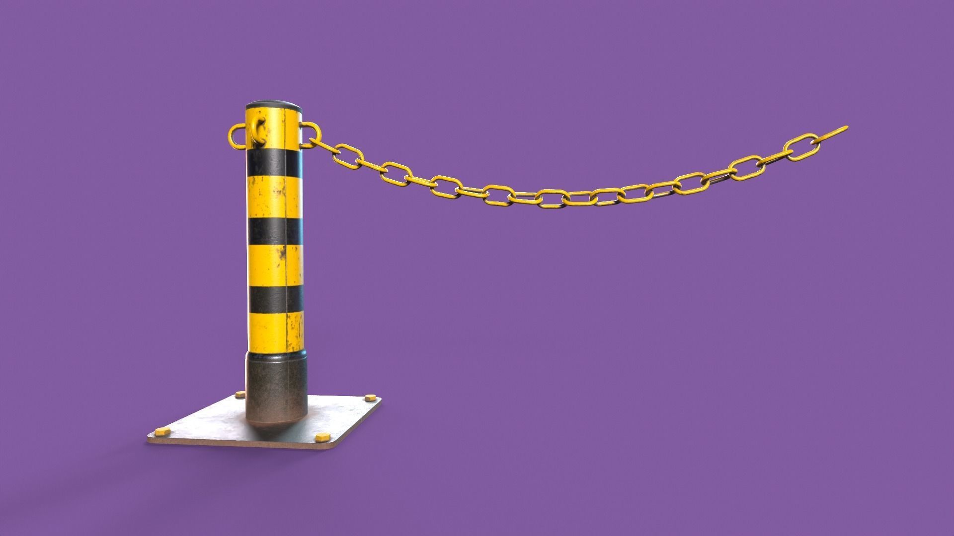 Post and Chain Low-poly 3D model_7