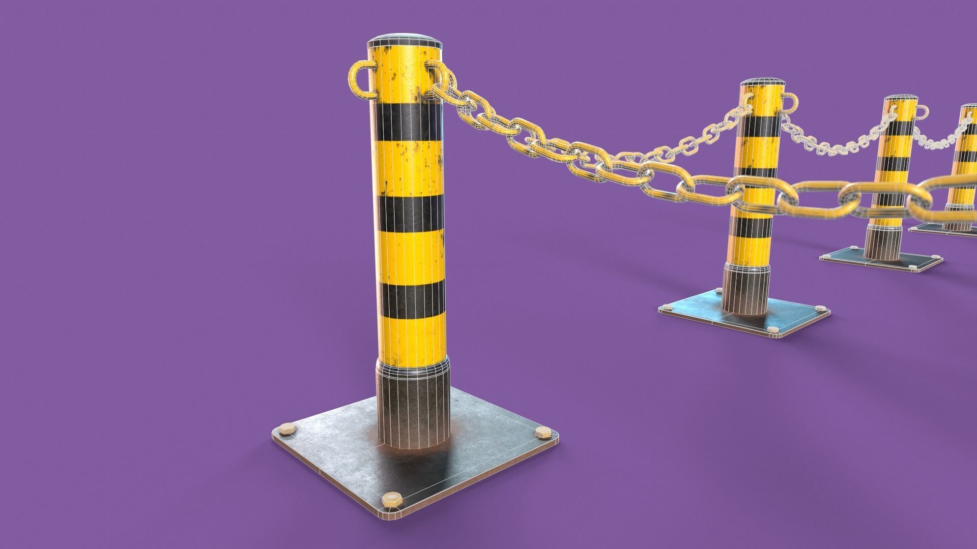 Post and Chain Low-poly 3D model_8
