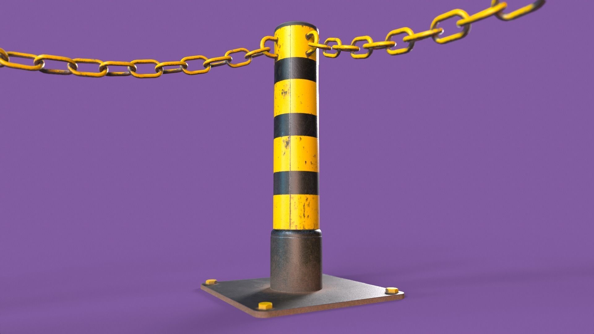 Post and Chain Low-poly 3D model_5