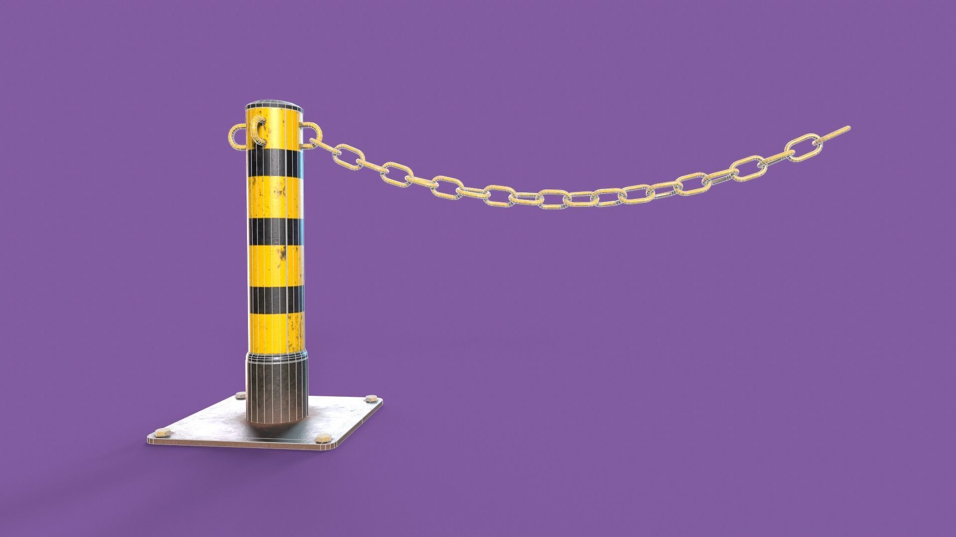 Post and Chain Low-poly 3D model_15