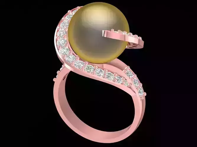 Elegant Pearl Diamond Ring Jewelry  2404