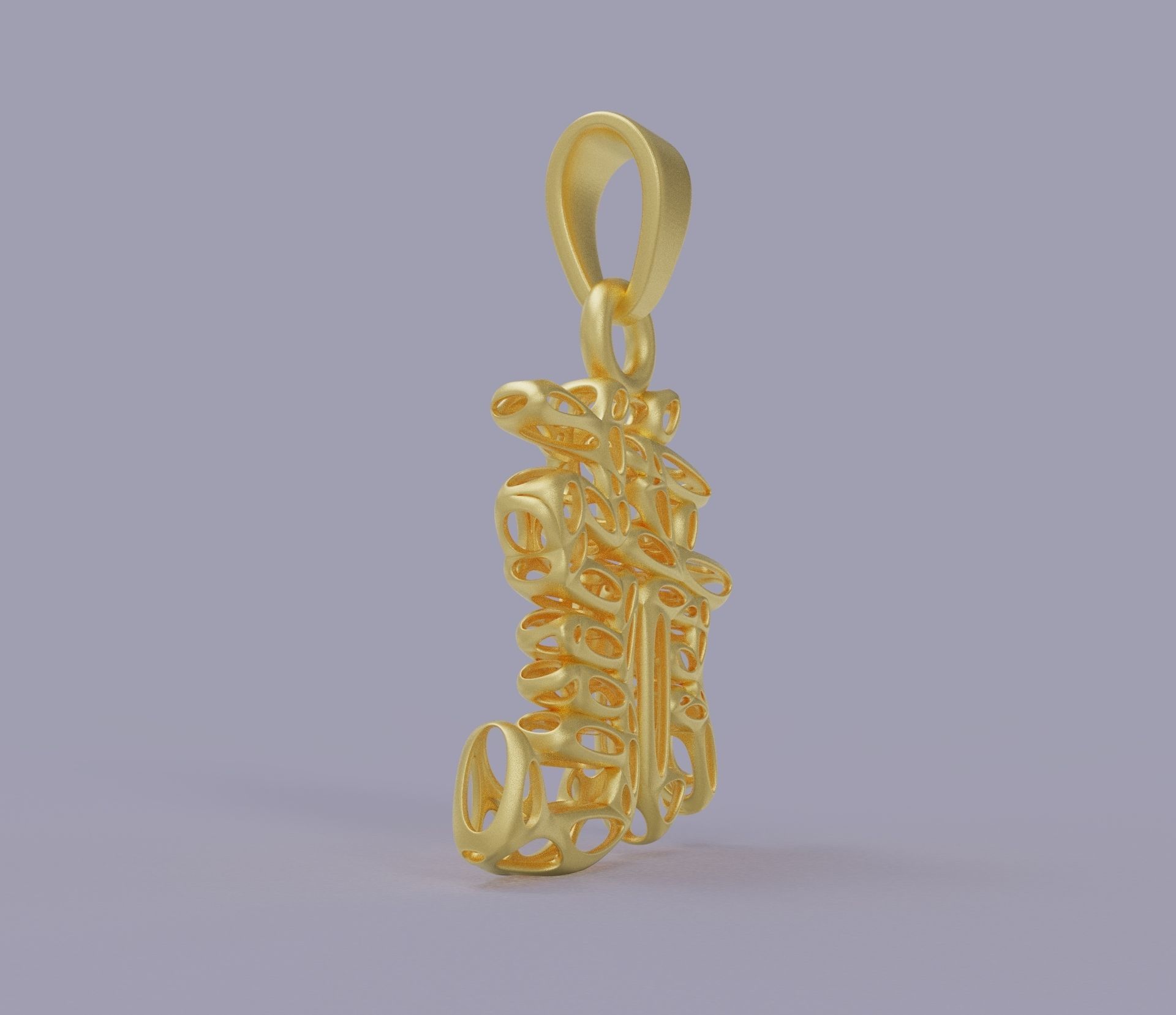 Chinese character dragon pendants 3D print model_3