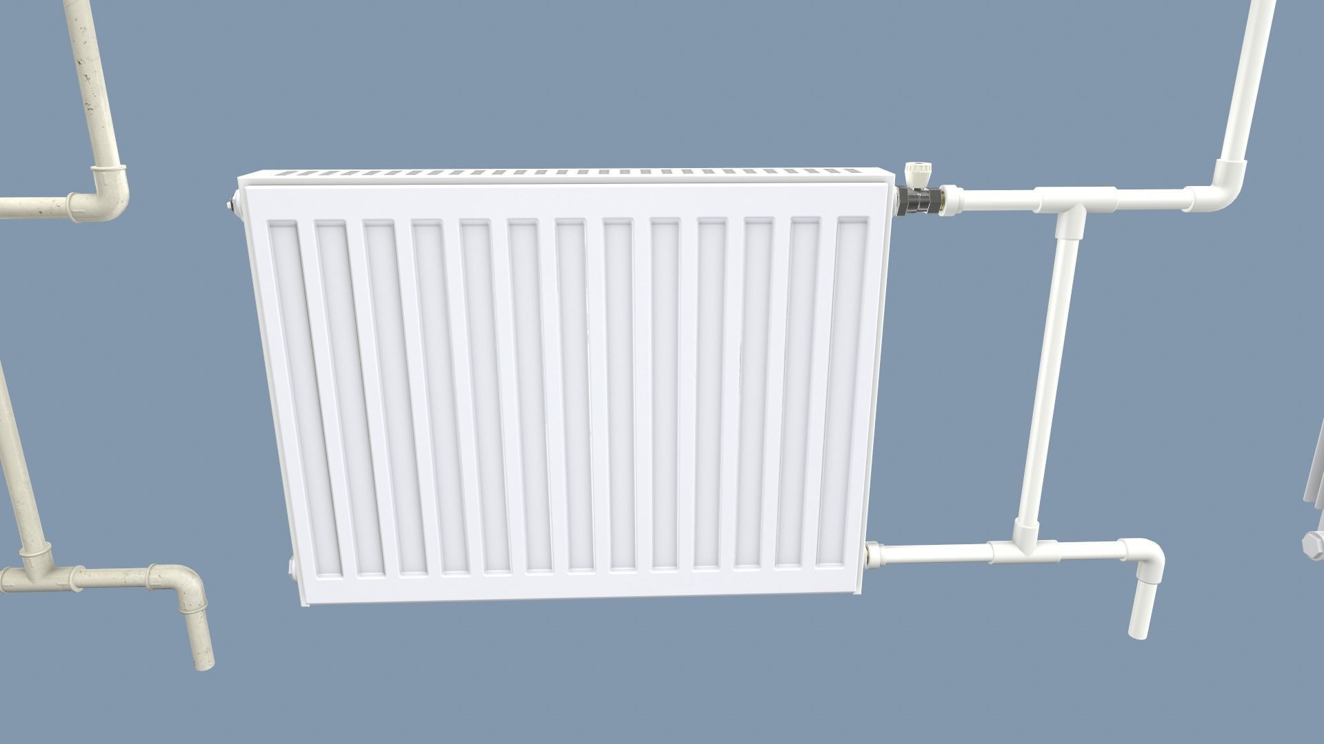 Radiators with Modular Pipes Low-poly 3D model_4