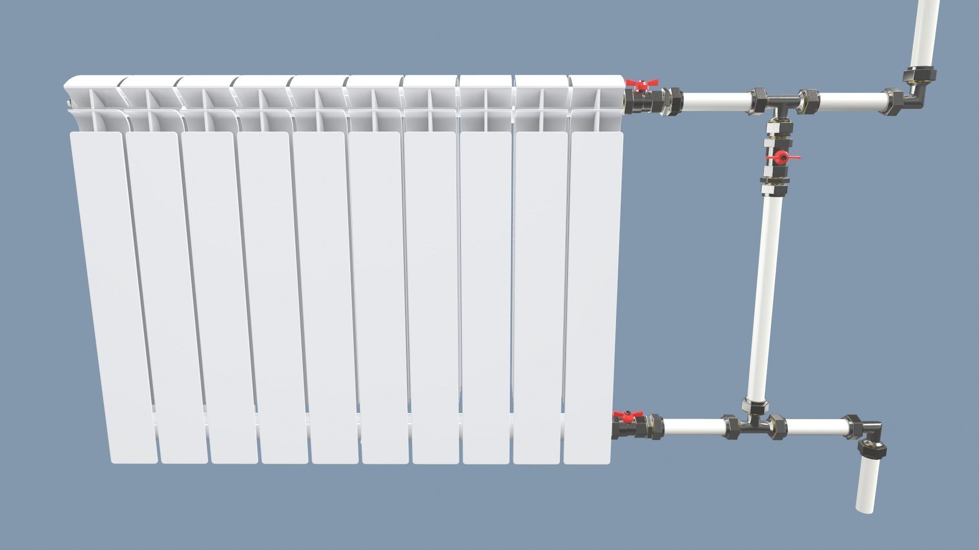 Radiators with Modular Pipes Low-poly 3D model_3