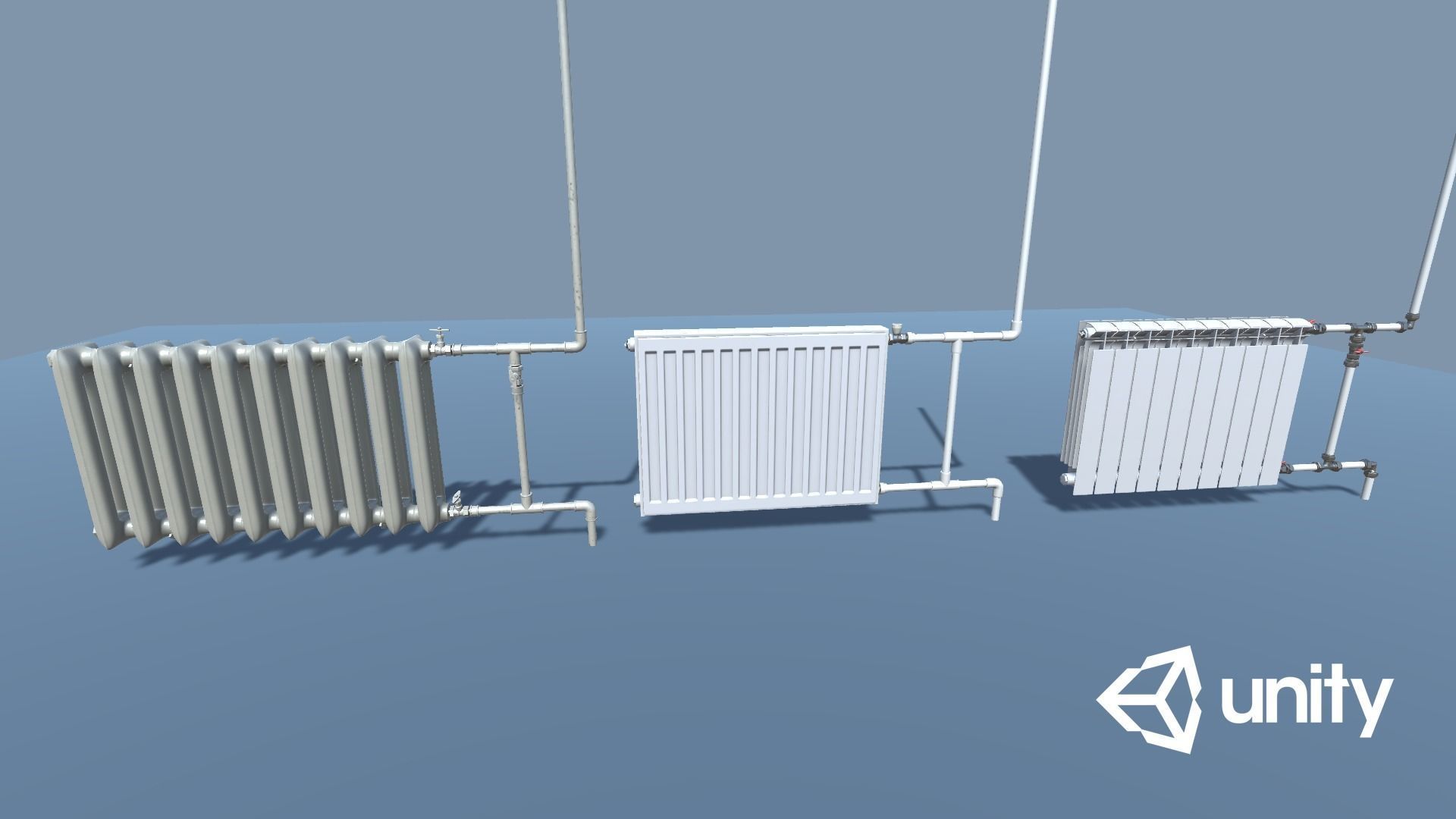 Radiators with Modular Pipes Low-poly 3D model_13