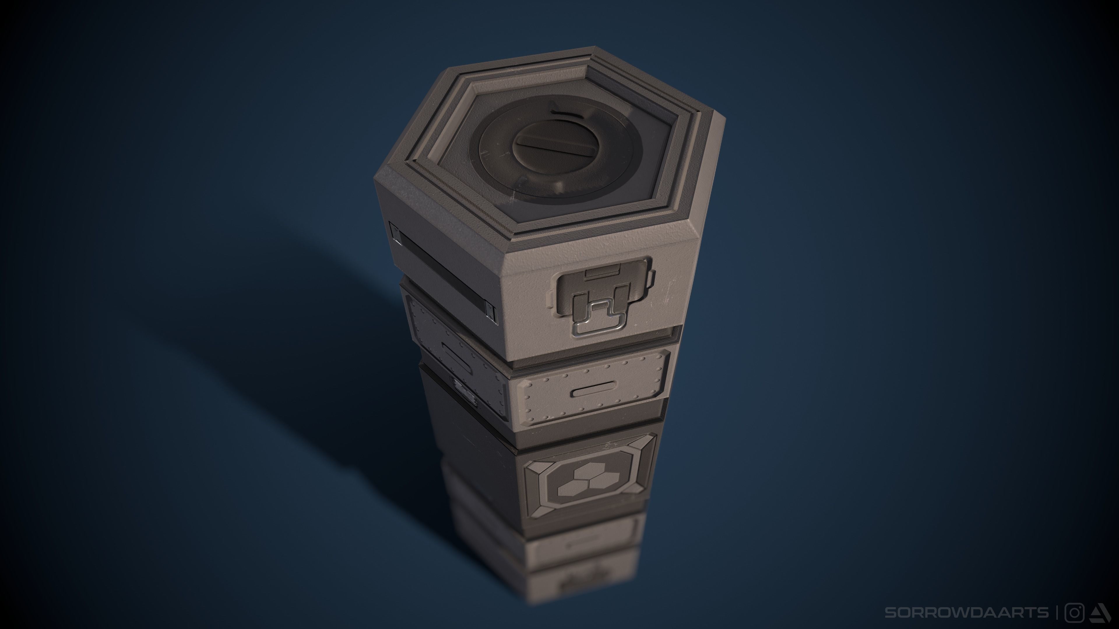 Sci-fi Canister Low-Poly Game Asset Low-poly 3D model_3