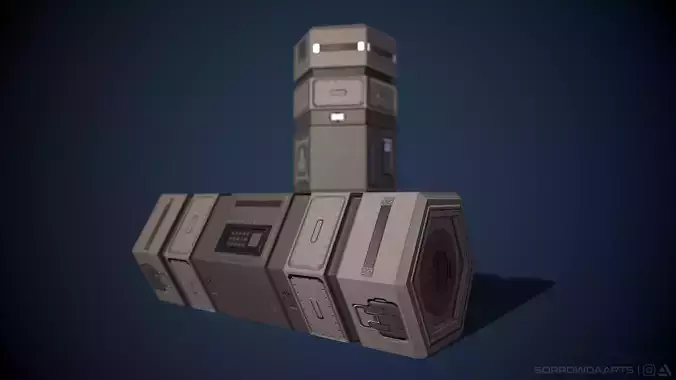Sci-fi Canister Low-Poly Game Asset