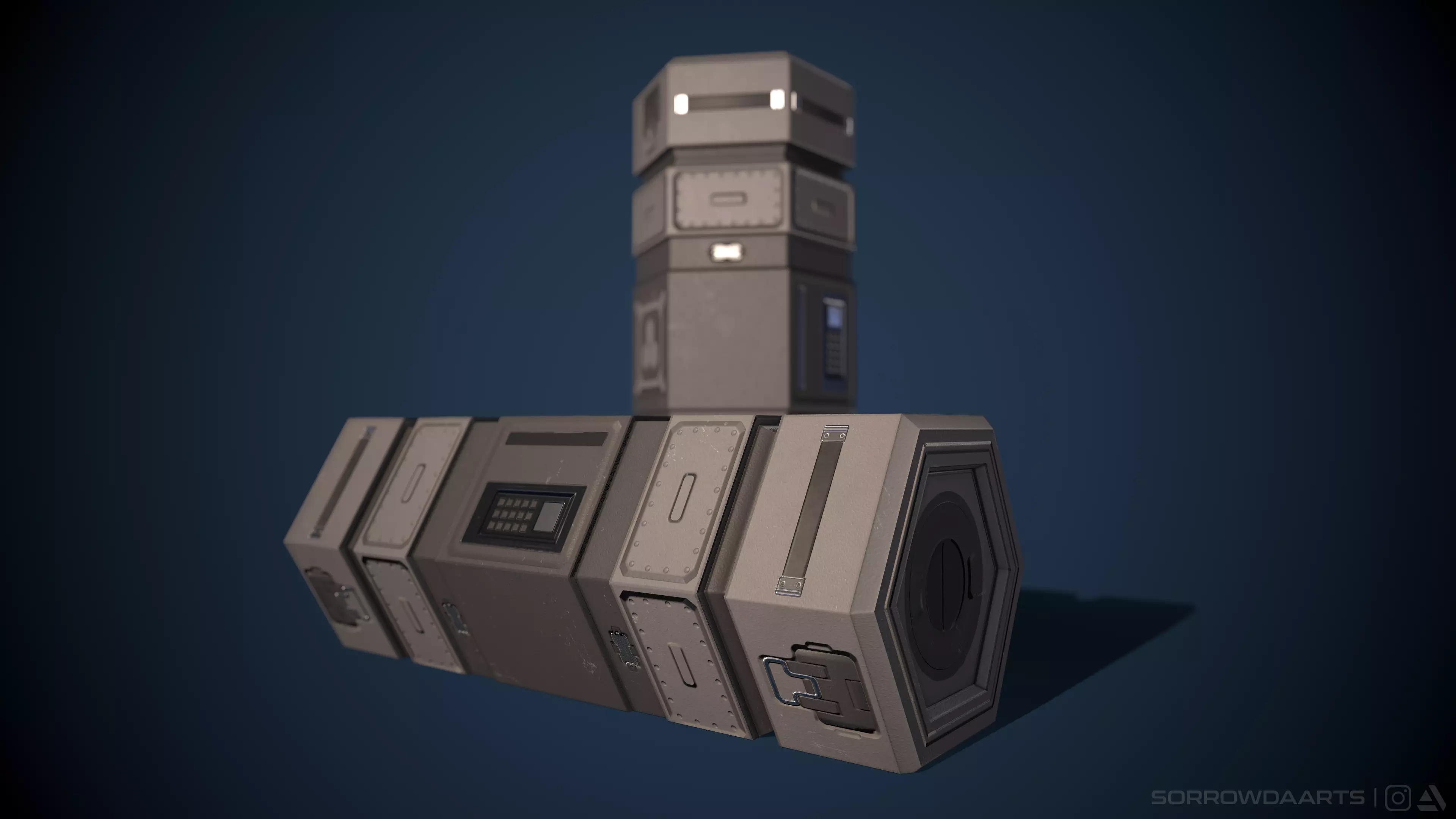 Sci-fi Canister Low-Poly Game Asset Low-poly 3D model_0