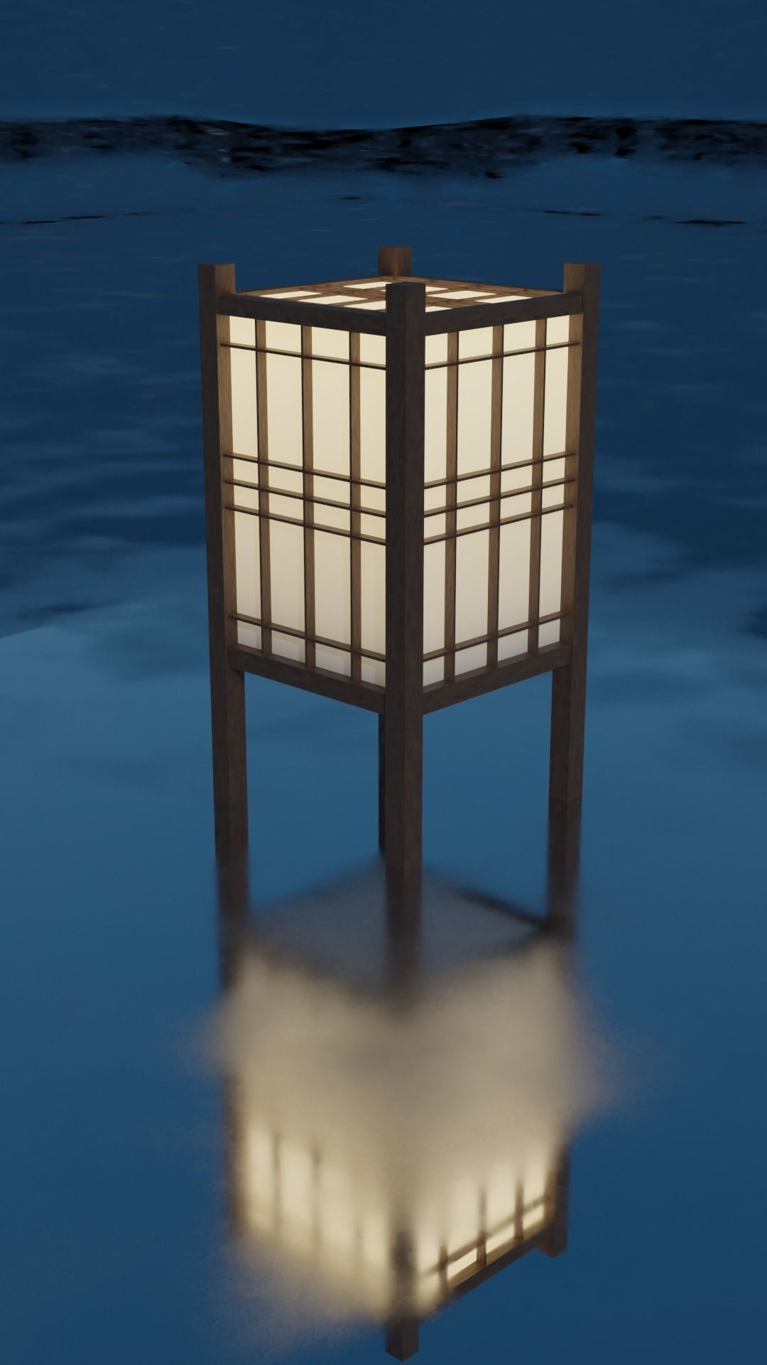 Traditional japanese lamp Low-poly 3D model_2