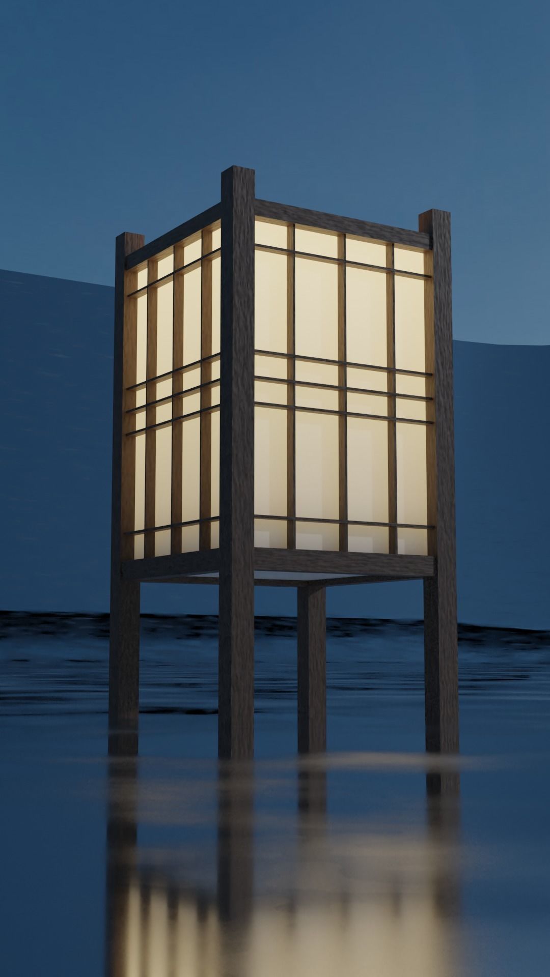 Traditional japanese lamp Low-poly 3D model_3