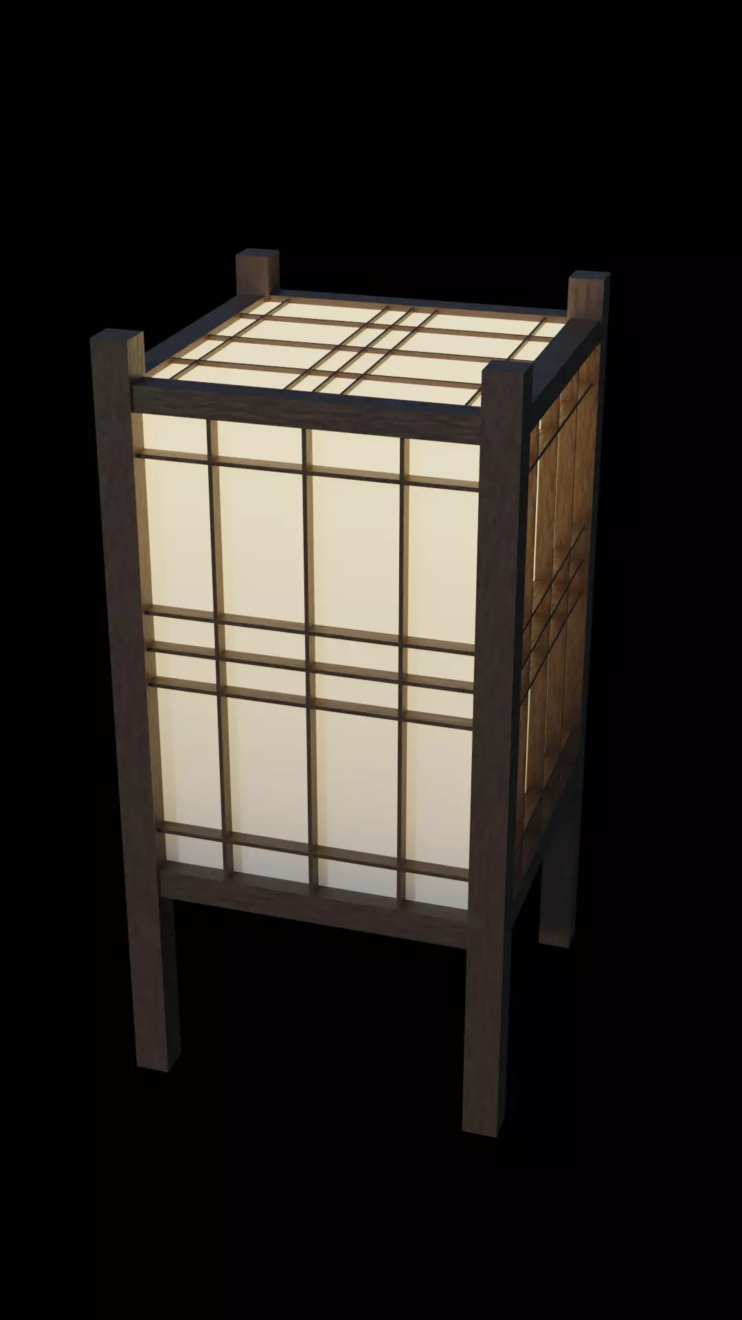 Traditional japanese lamp Low-poly 3D model_0