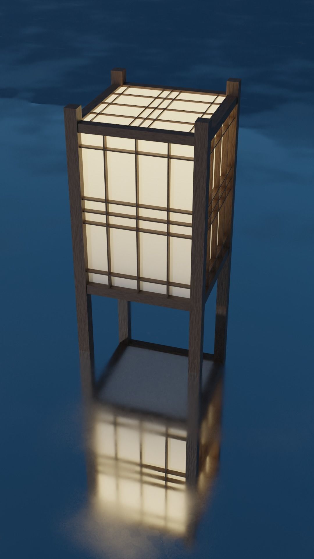 Traditional japanese lamp Low-poly 3D model_4