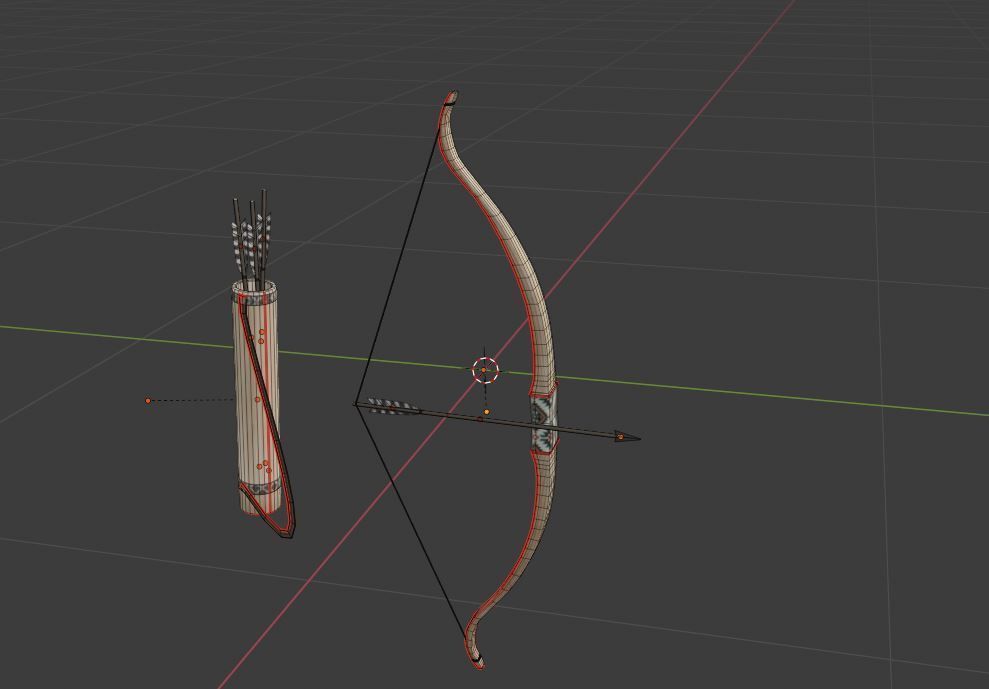 Bow and Arrows with Quiver  Low-poly 3D model_8