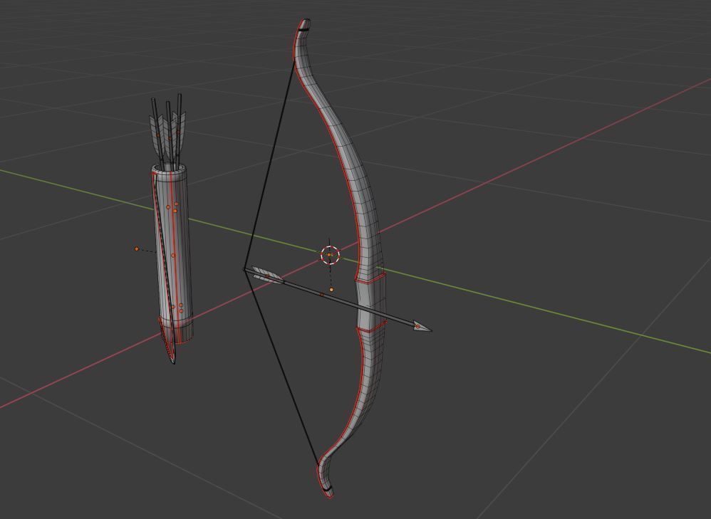 Bow and Arrows with Quiver  Low-poly 3D model_9