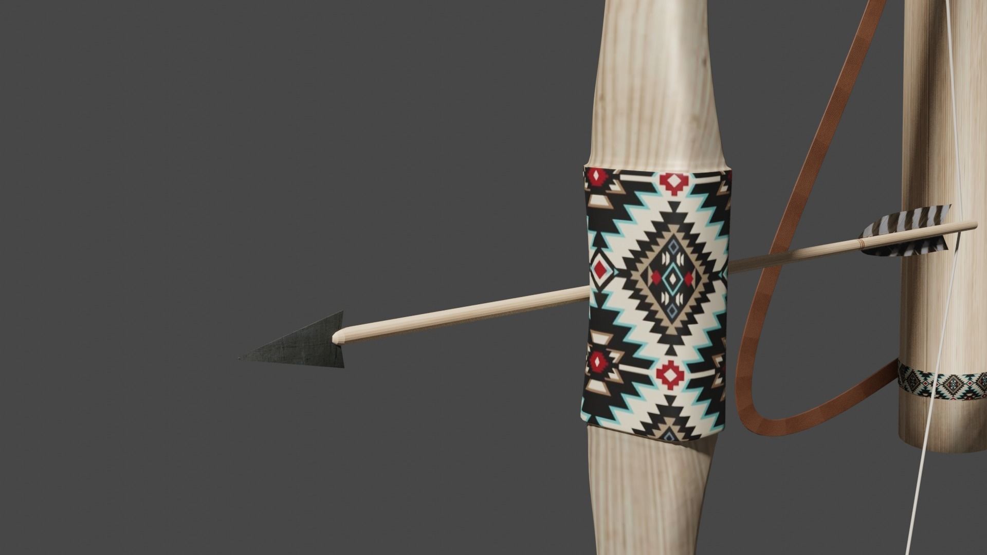 Bow and Arrows with Quiver  Low-poly 3D model_5