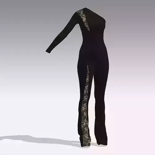 JUMPSUIT BLACK LACE SLIT ONE SHOLDER