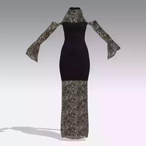 DRESS LACE BLACK  LONG LACE