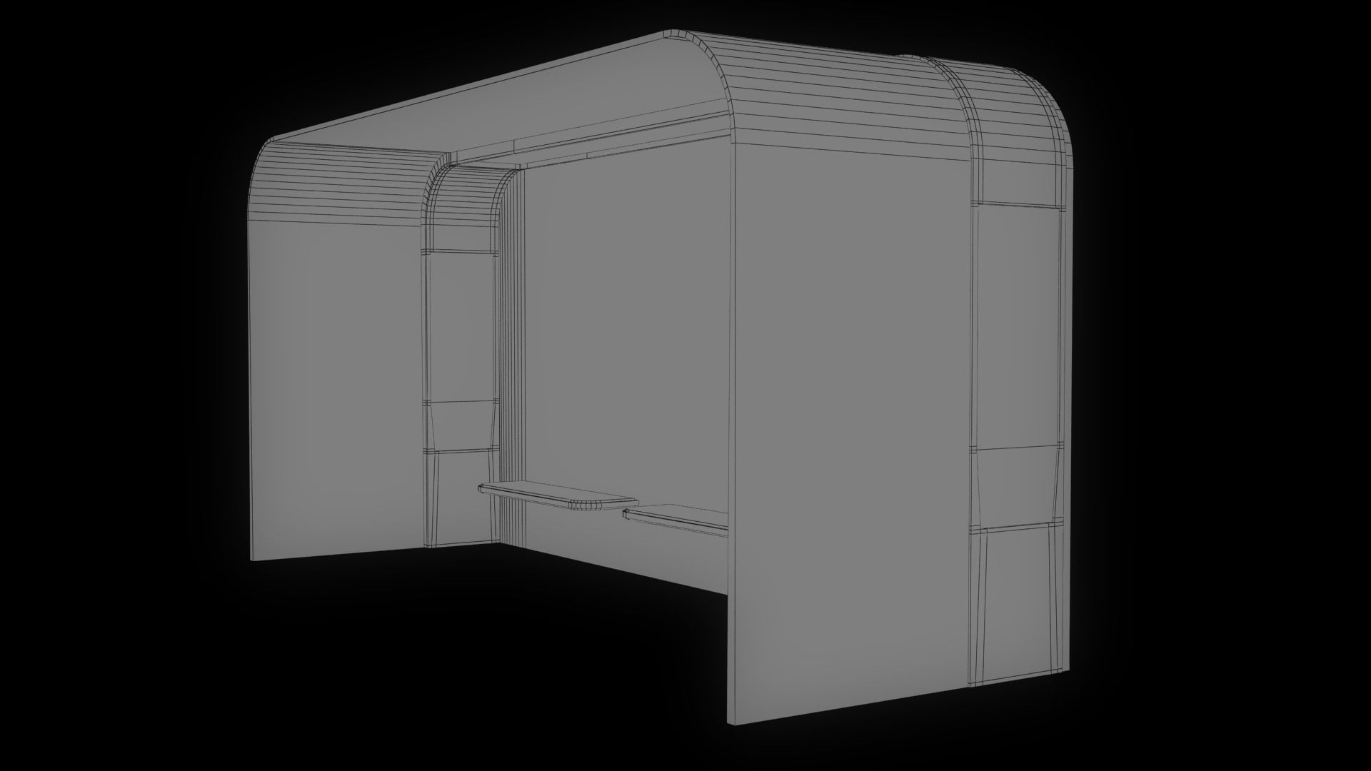 Modern Bus Stop Low-poly 3D model_12