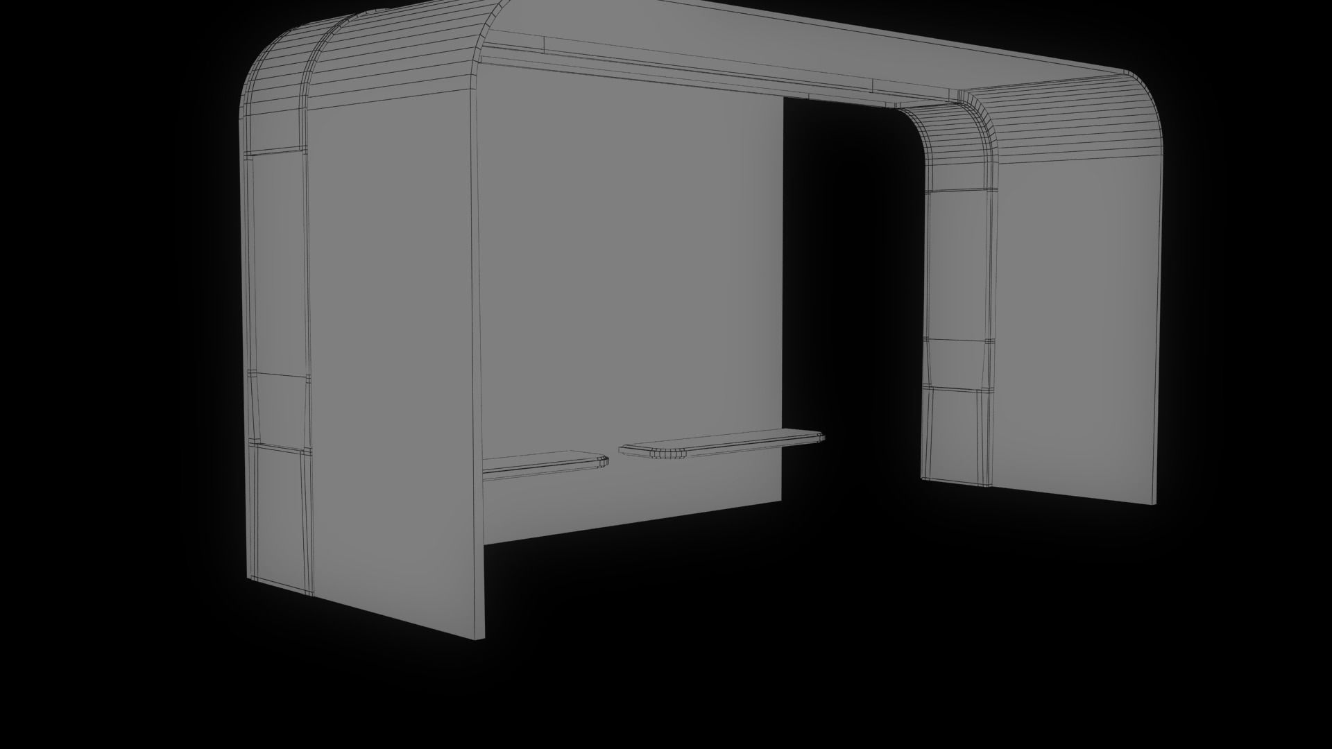 Modern Bus Stop Low-poly 3D model_14