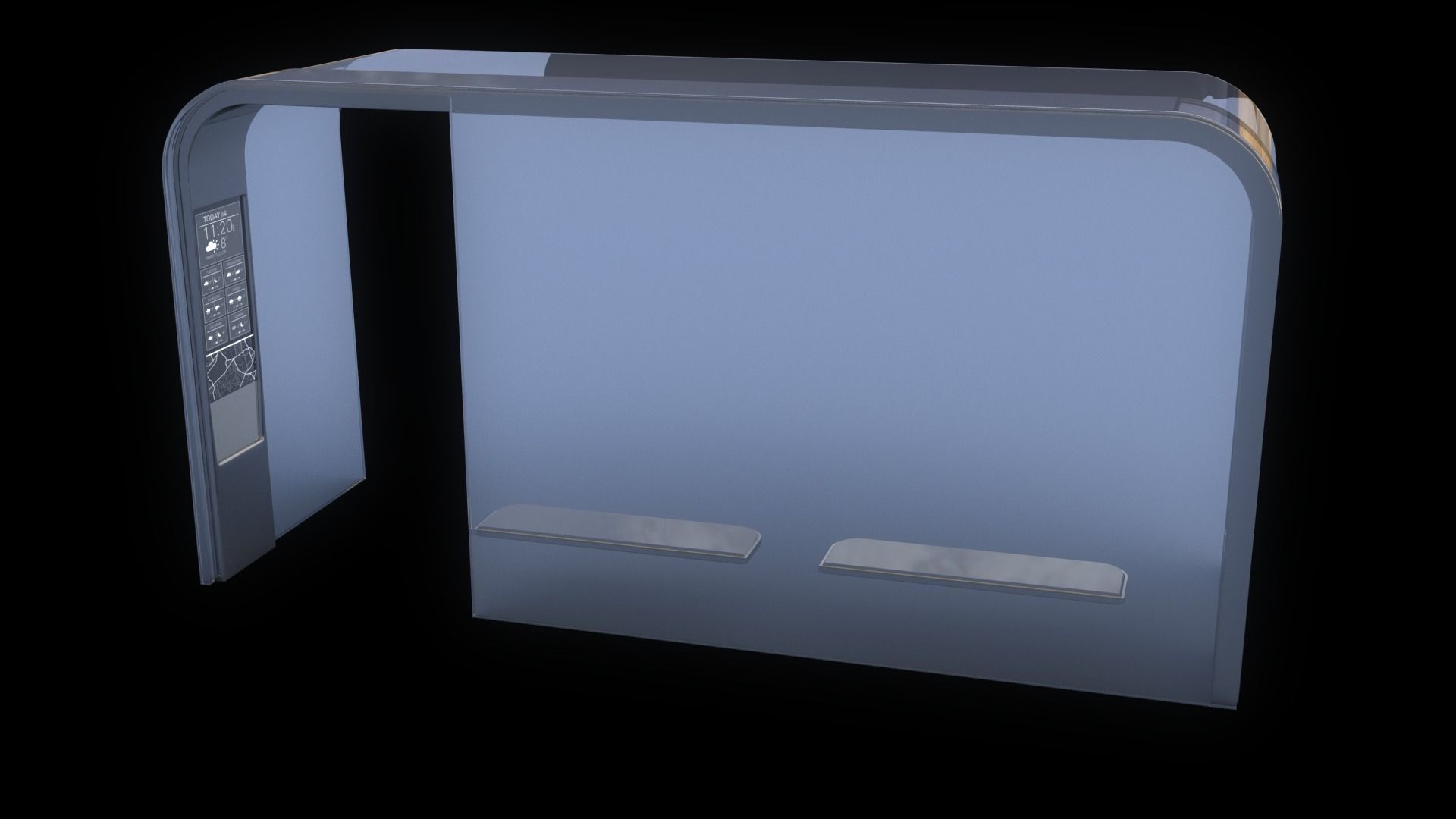 Modern Bus Stop Low-poly 3D model_6