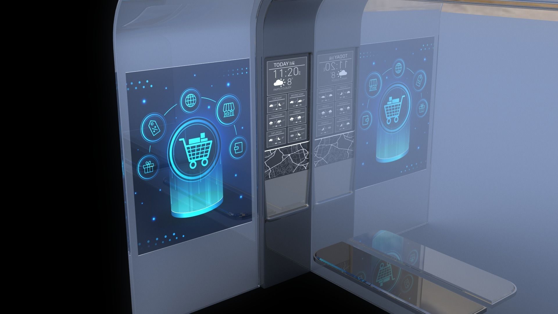 Modern Bus Stop Low-poly 3D model_11