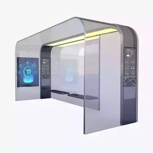 Modern Bus Stop Low-poly 3D model
