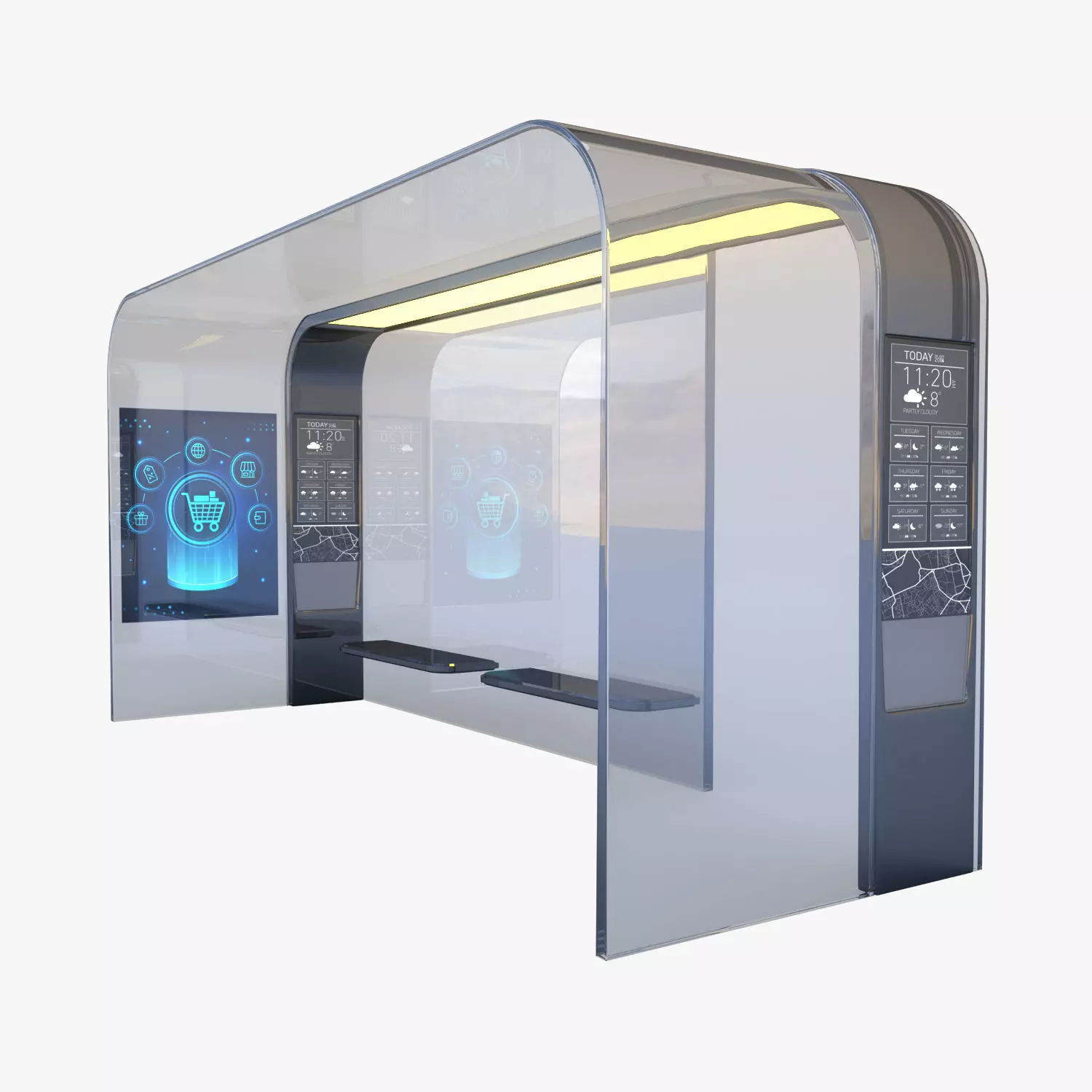 Modern Bus Stop Low-poly 3D model_0