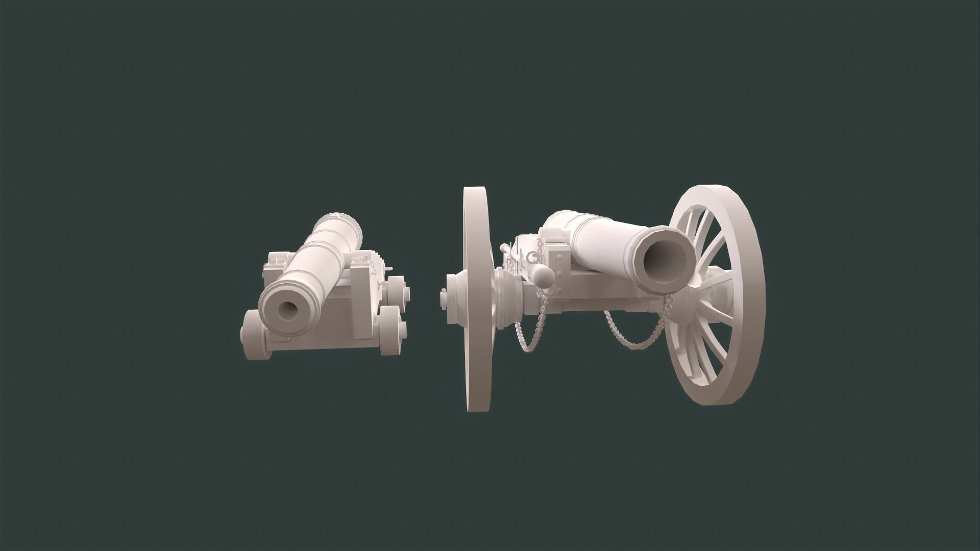 Cannon two cannons 3D Model Collection_9