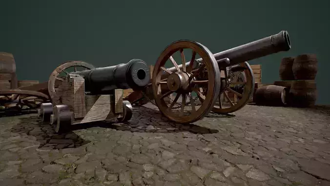 Cannon two cannons 3D Model Collection