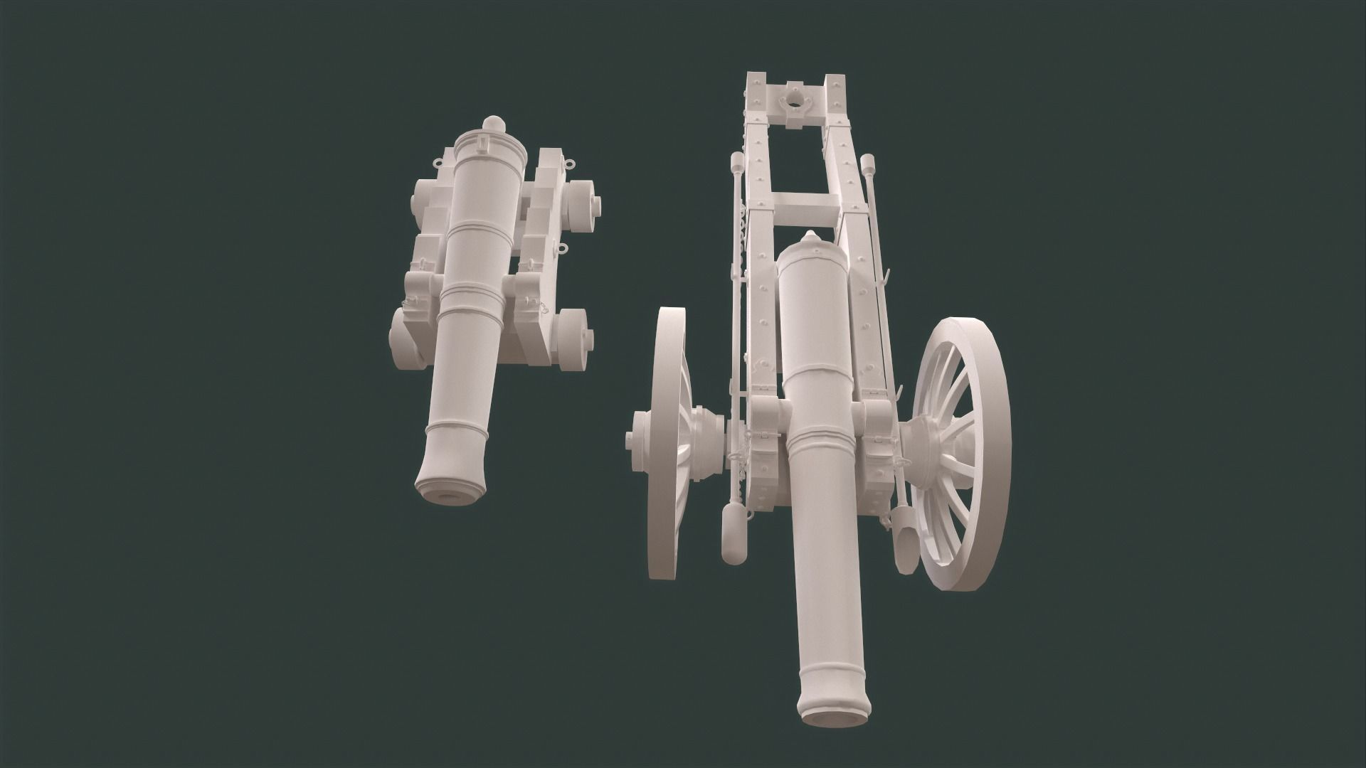 Cannon two cannons 3D Model Collection_10