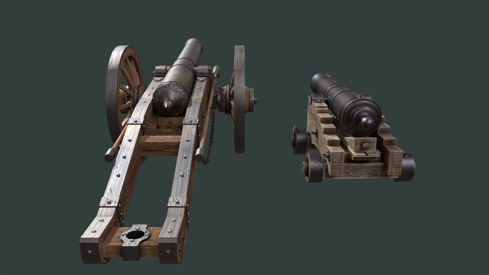 Cannon two cannons 3D Model Collection_6