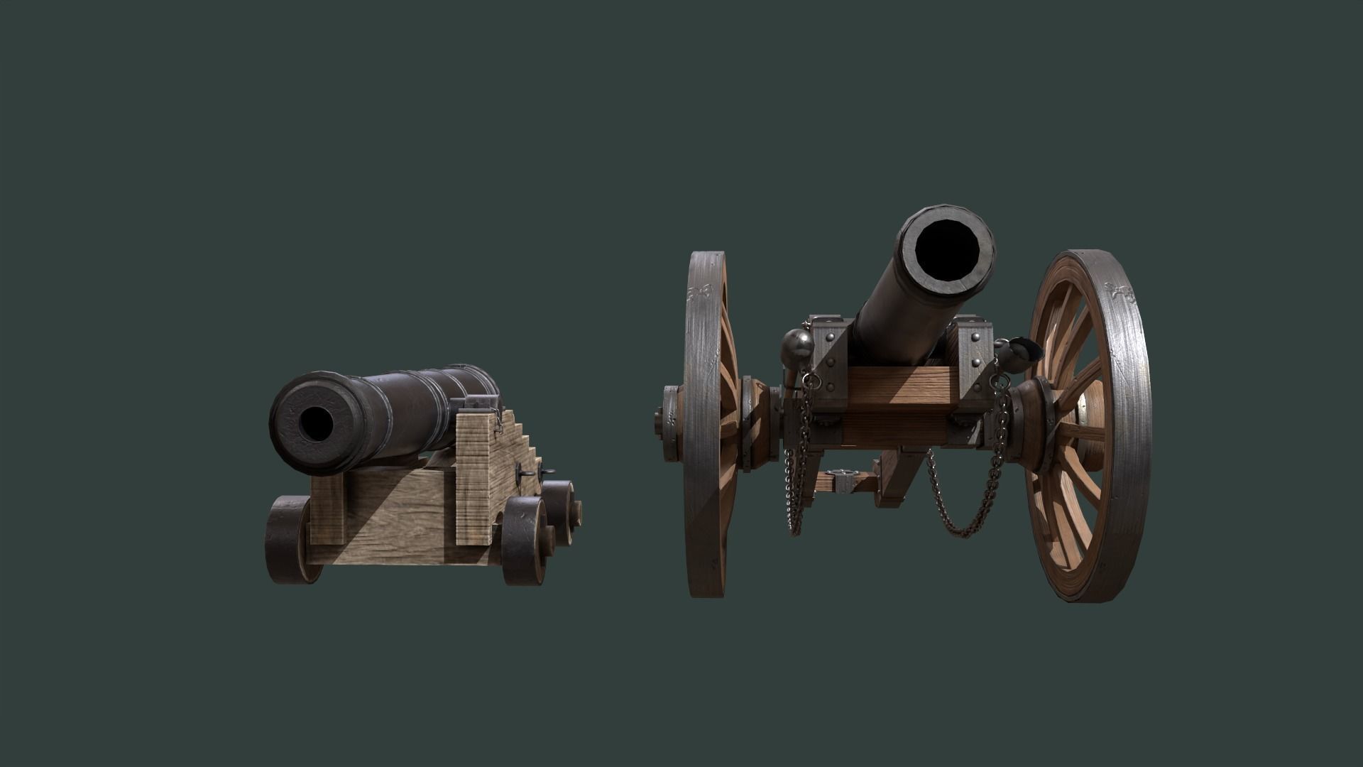 Cannon two cannons 3D Model Collection_5