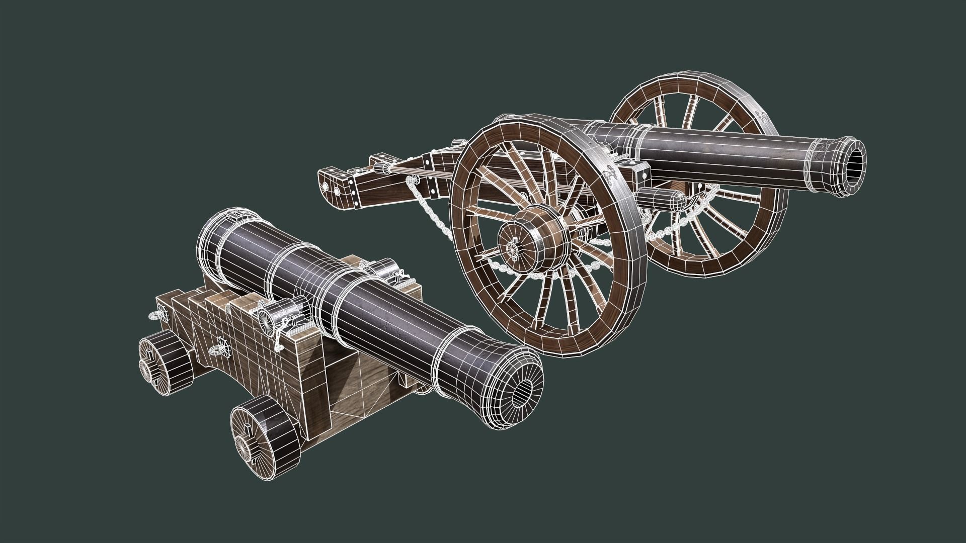 Cannon two cannons 3D Model Collection_7
