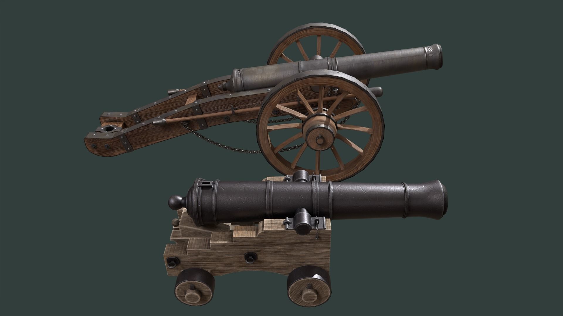 Cannon two cannons 3D Model Collection_4