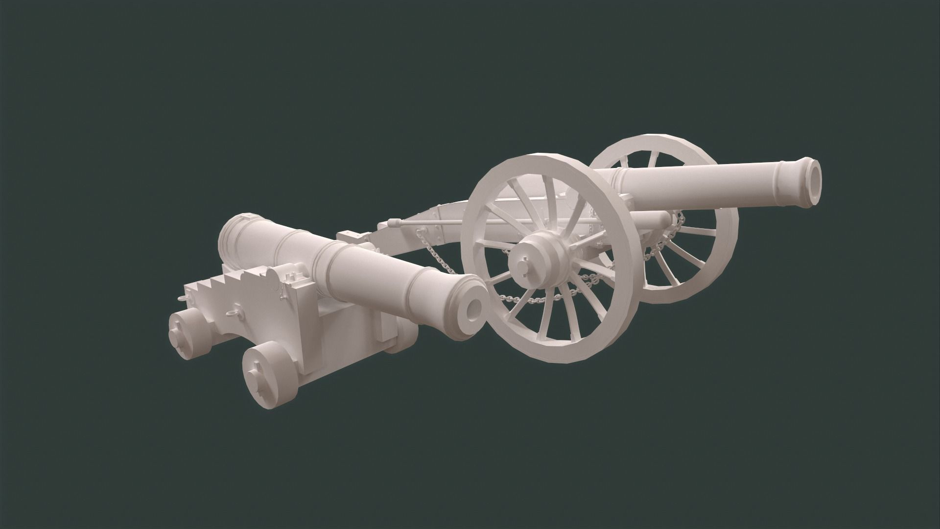 Cannon two cannons 3D Model Collection_8