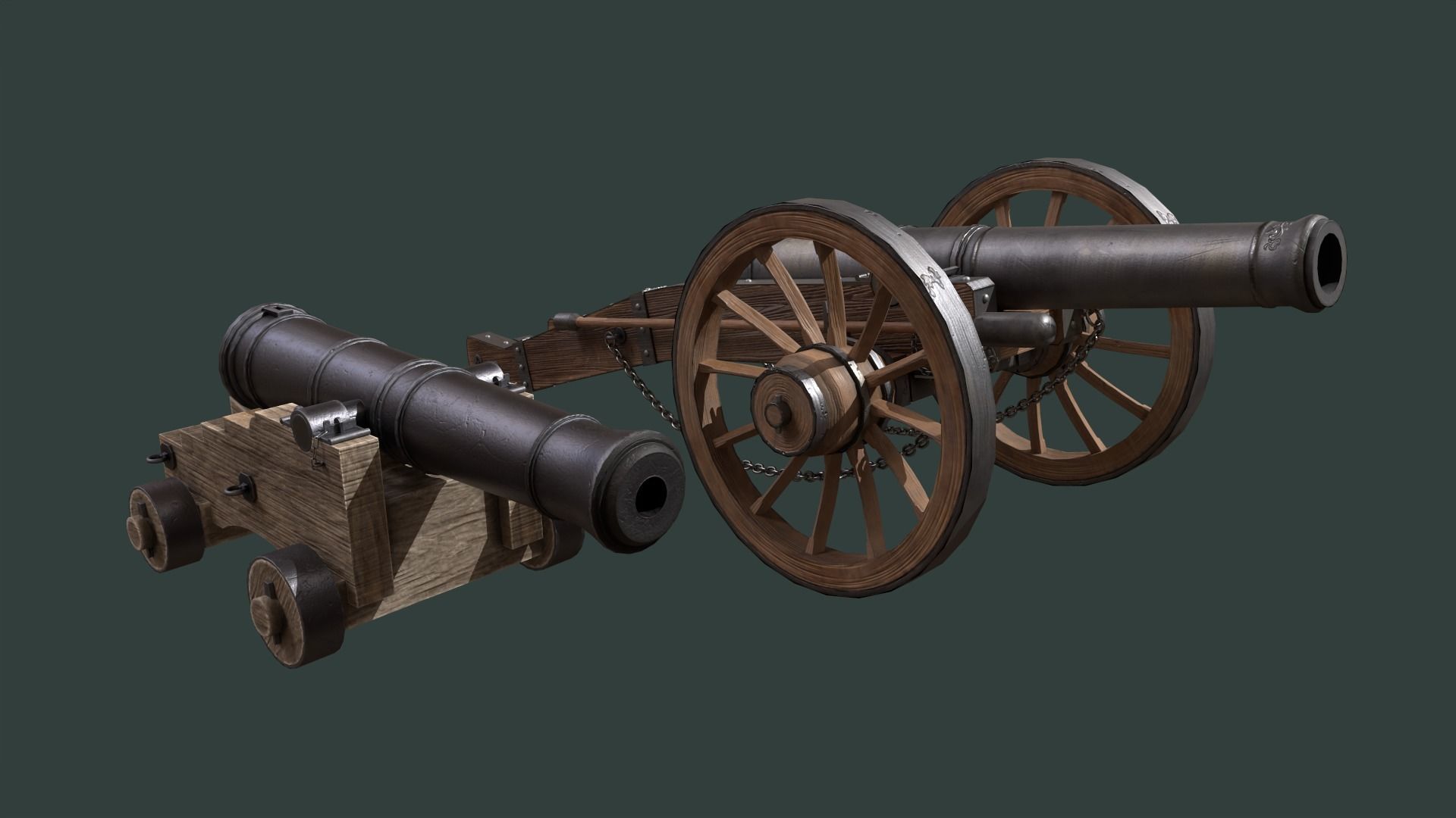 Cannon two cannons 3D Model Collection_3