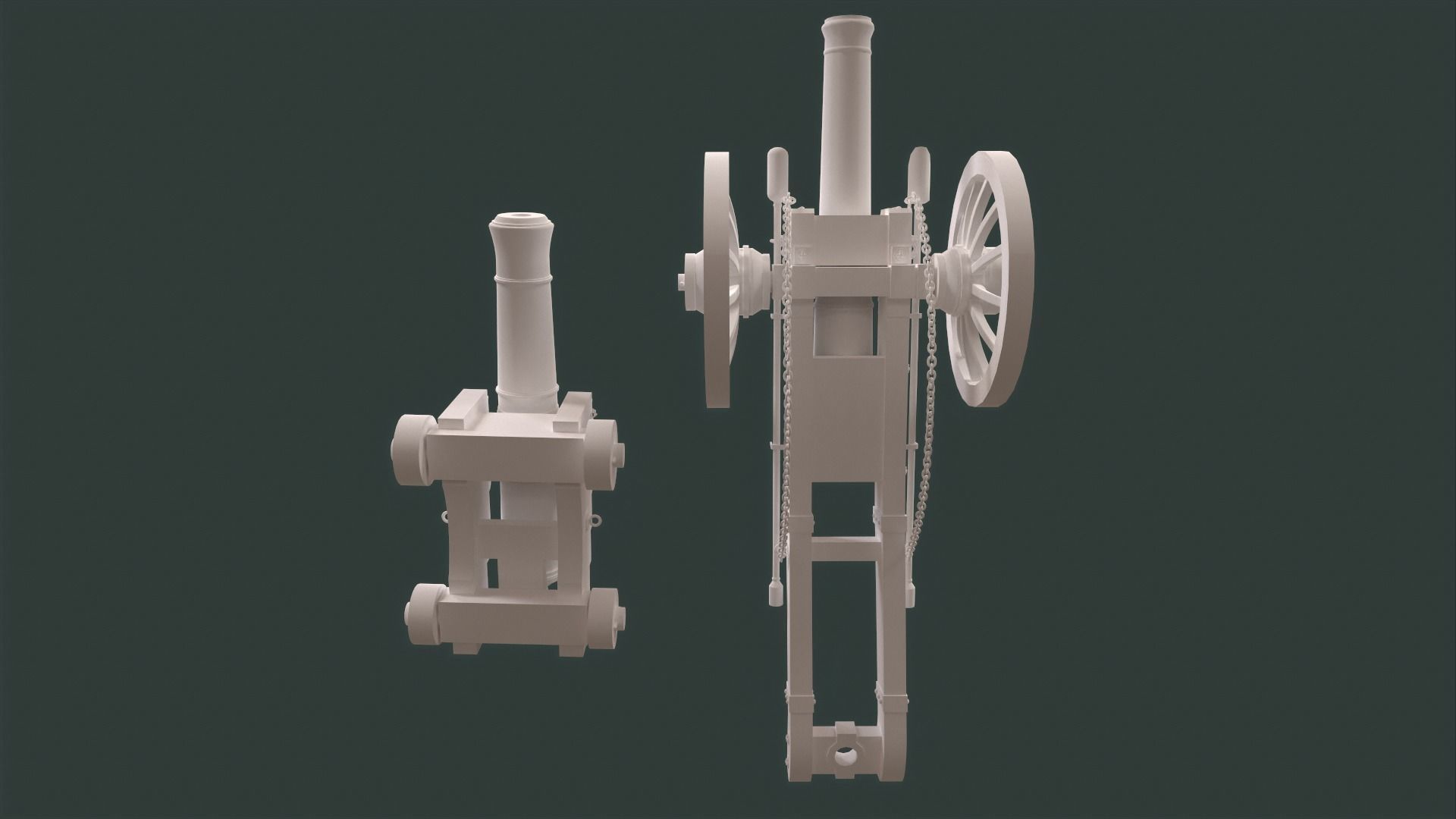 Cannon two cannons 3D Model Collection_11