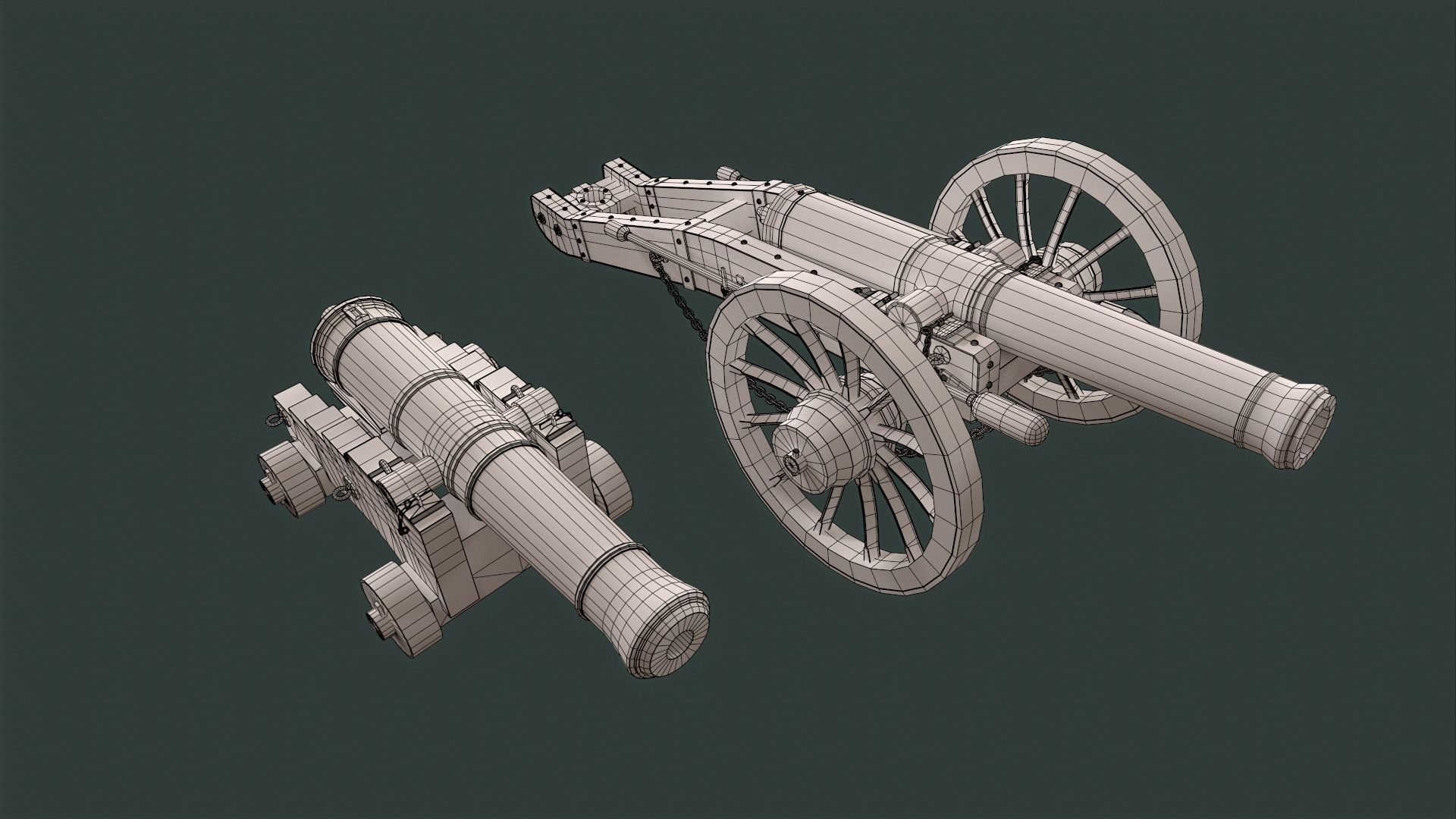 Cannon two cannons 3D Model Collection_12