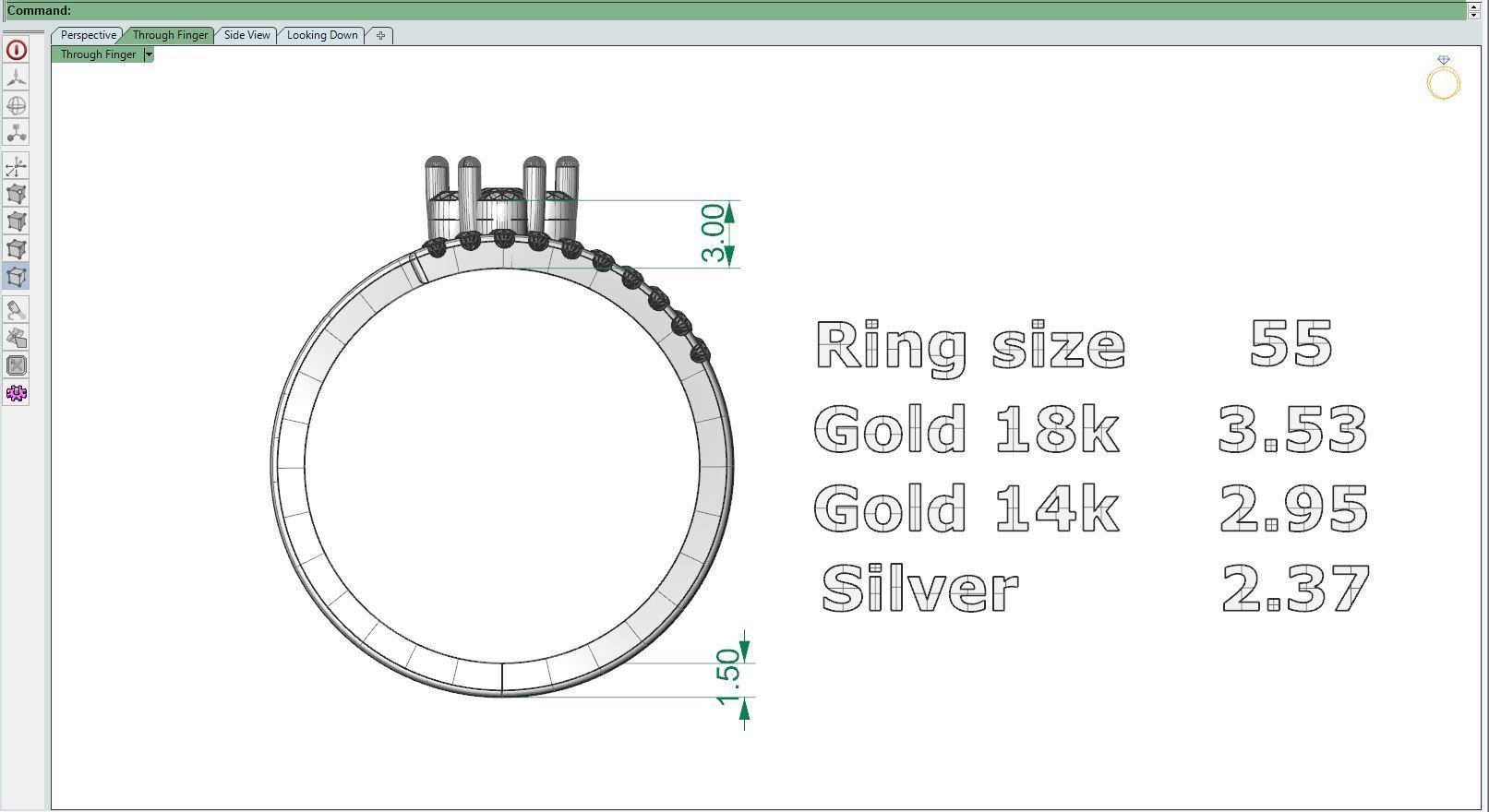 Diamond ring F2 3D print model_11