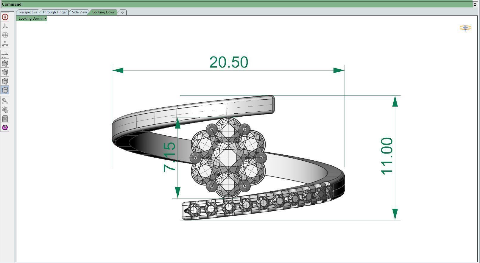 Diamond ring F2 3D print model_10