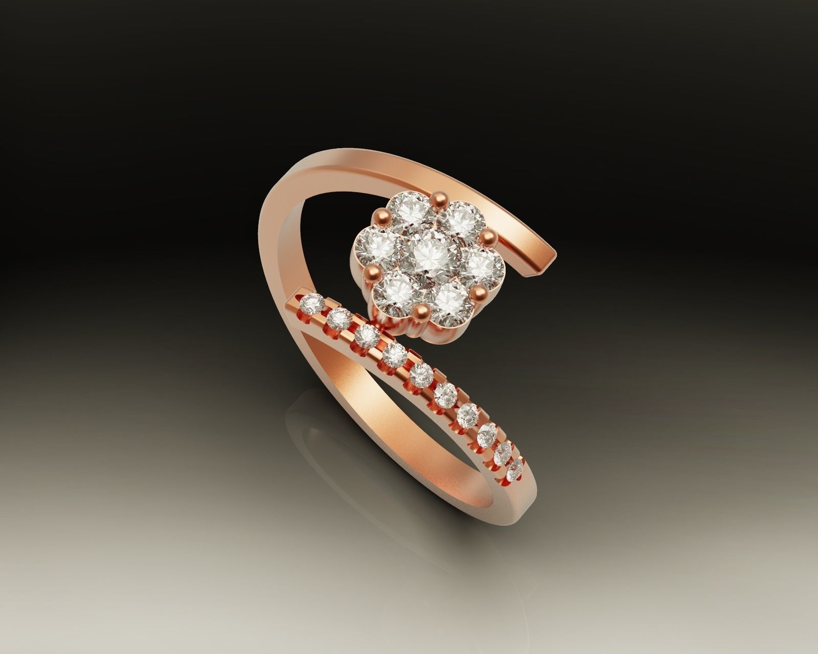 Diamond ring F2 3D print model_3