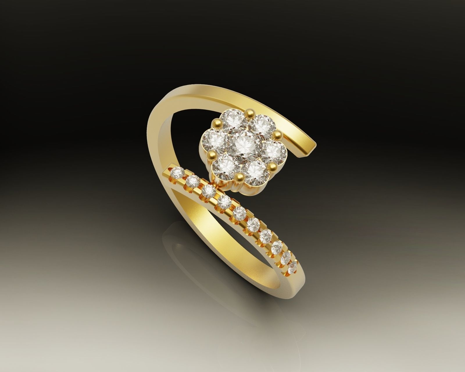 Diamond ring F2 3D print model_5