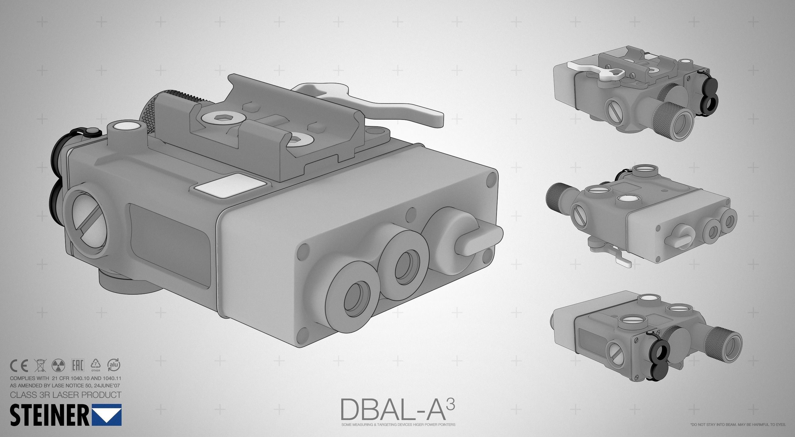 Steiner eOptics DBAL-A3 Aim Laser - AAA PBR Game Ready Low-poly 3D model_4
