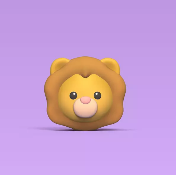 Round Lion 3D print model