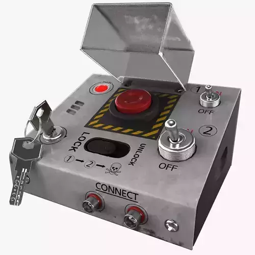 Detonator metal box with button 3D model
