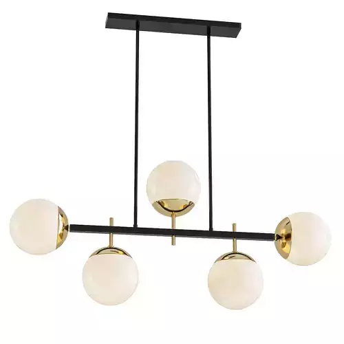 Alluria five light chandelier with brass and balls