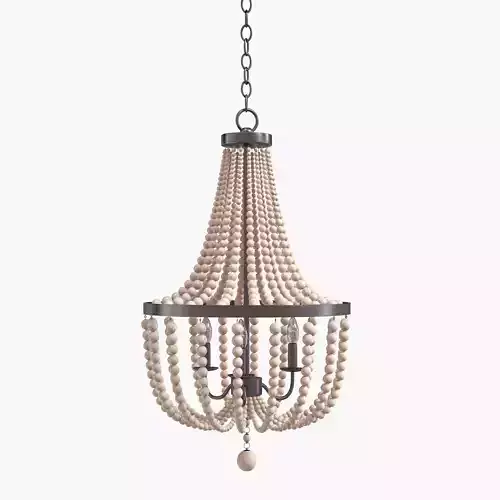 Kenroy Home 93131BS Dumas 3 Lt Wood Bead Chandelier