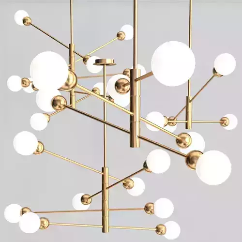 SALME gold chandelier with balls hanging from it 3D model