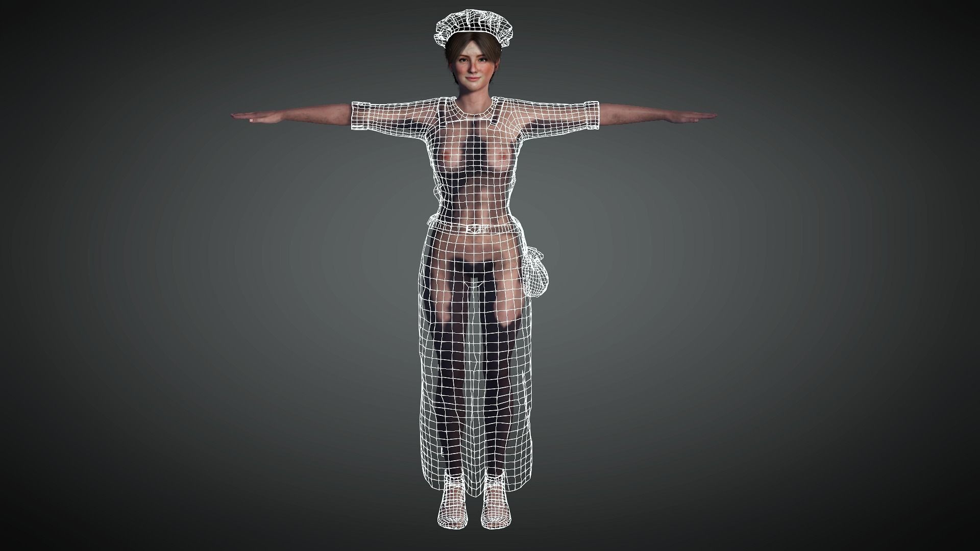 AAA Medieval Female Character 01 Low-poly 3D model_18