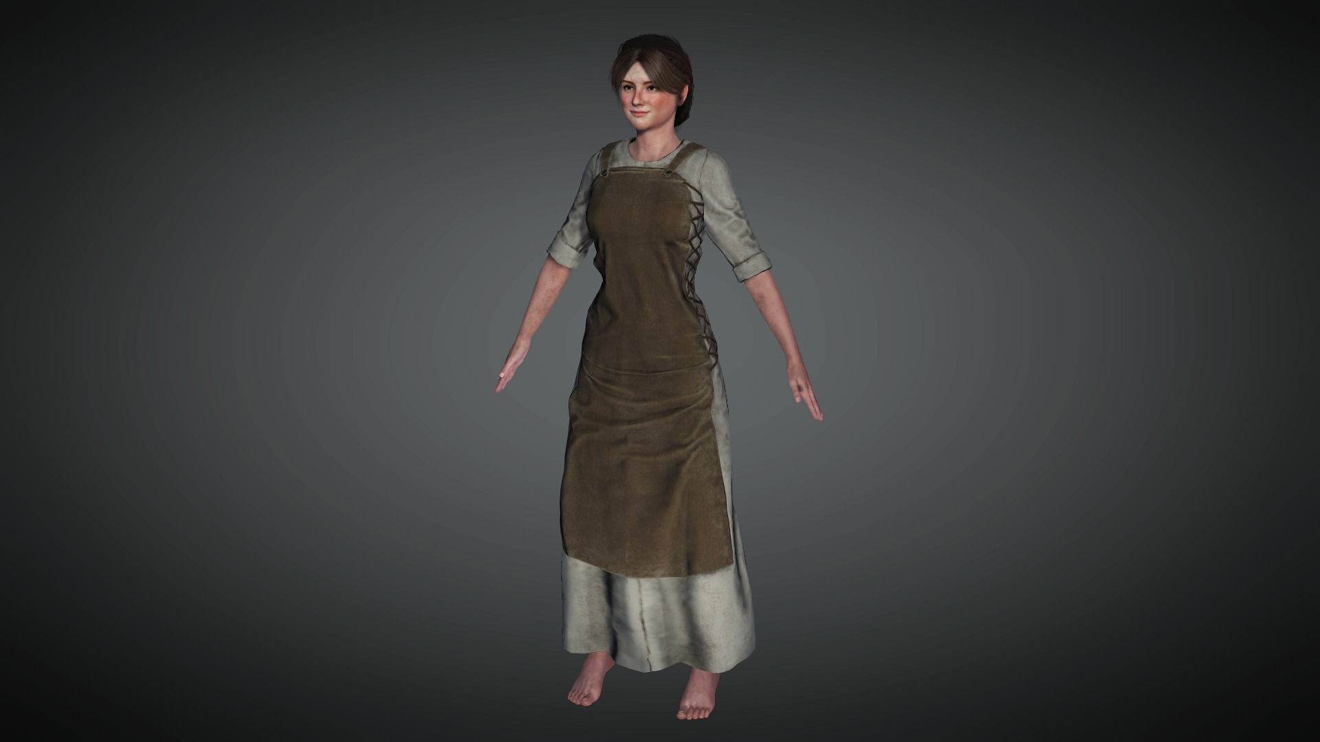 AAA Medieval Female Character 01 Low-poly 3D model_4